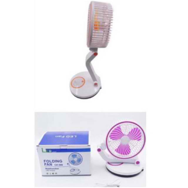 Kipas Angin Lipat LED Kipas Lampu Meja Belajar Emergency Multifungsi Lamp Light CH-588-1 Folding Fan