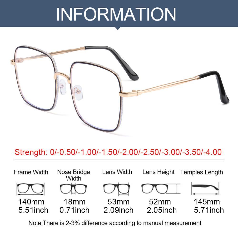 Populer Vintage Square Myopia Kacamata Unisex Wanita Fashion Anti-Letih Berlian Studded Eyewear