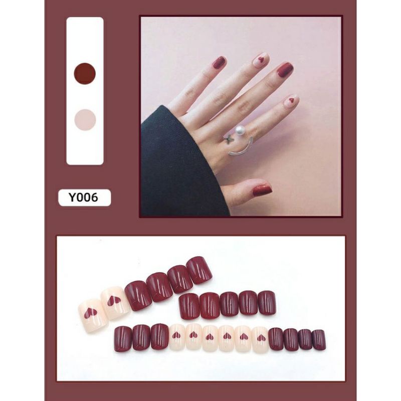 24pcs Kuku Palsu Free Lem Kuku, Fake Nails