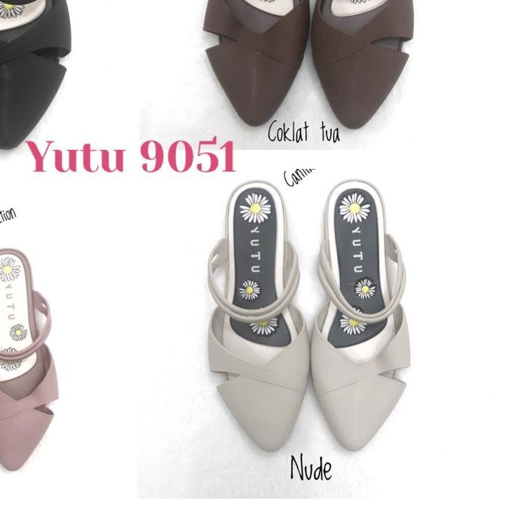 ♕ Sandal Jelly Wanita Wedges yutu 9051 - SANDAL WANITA -SANDAL SELOP JELLY TALI SIMPLE YUTU 9051 ♟