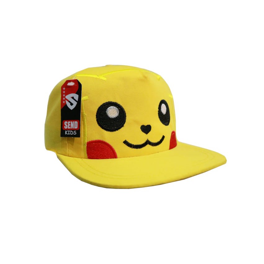 Snapback Anak Hiphop Bordir Pikachu Anak Laki laki perempuan Umur 3-12 Tahun