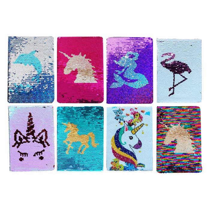  BUKU  TULIS DIARY  BOOK SEQUINS UNICORN BISA GANTI GAMBAR  