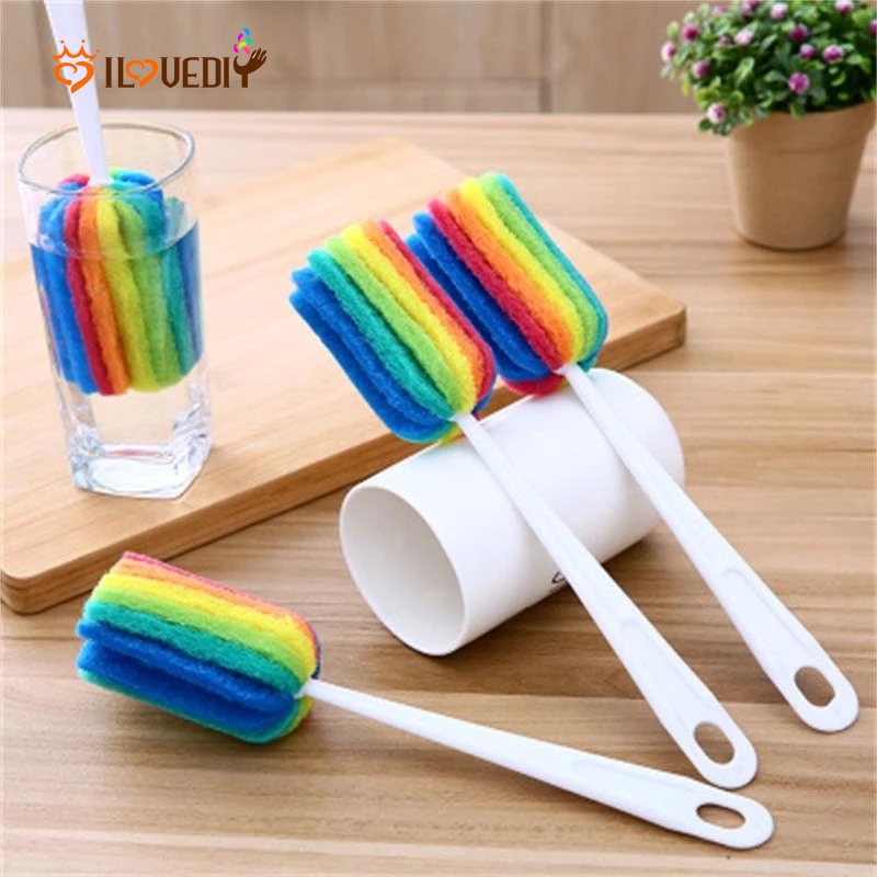 [Long-handled Sponge Multicolored Cup Brush] [Kitchen Dishwashing Brush, Cleaning Brush For Tableware And Kitchenware] [Household Cleaning Brush]