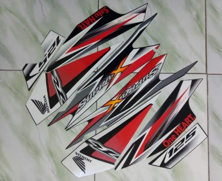 Stiker striping honda supra x 125 2013 2014 merah