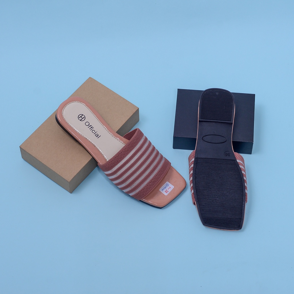 Sandal Flat Wanita (CBR SLOP) Sandal Selop Wanita kokop strap garis/ Korean Women Slippers / sandal rajut selop / sandal rajut wanita / sandal rajut terbaru