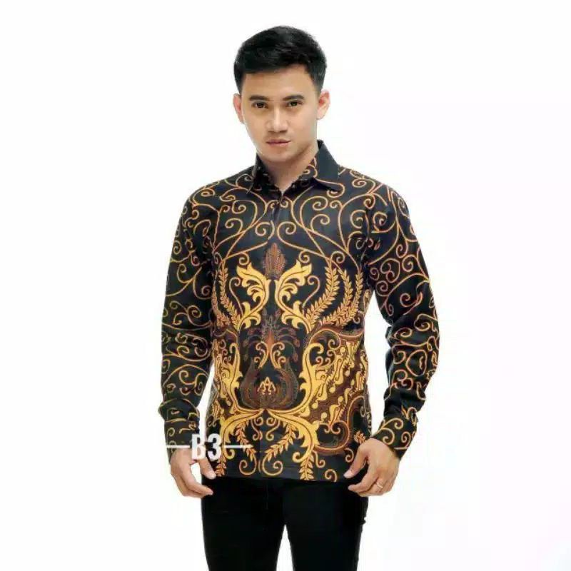 KEMEJA BATIK PRIA MODERN LENGAN PANJANG MOTIF PUTRIMALU