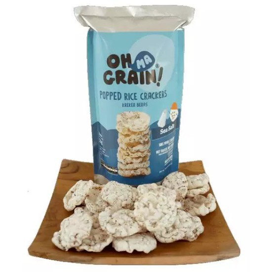 

Oh Ma Grain Popped Rice Crackers ( Keripik Beras Garam Laut ) sehat, murah