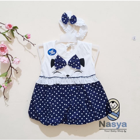 [P-027] Dress Bayi (0-6 bulan) / Setelan Bayi Perempuan Motif kucing