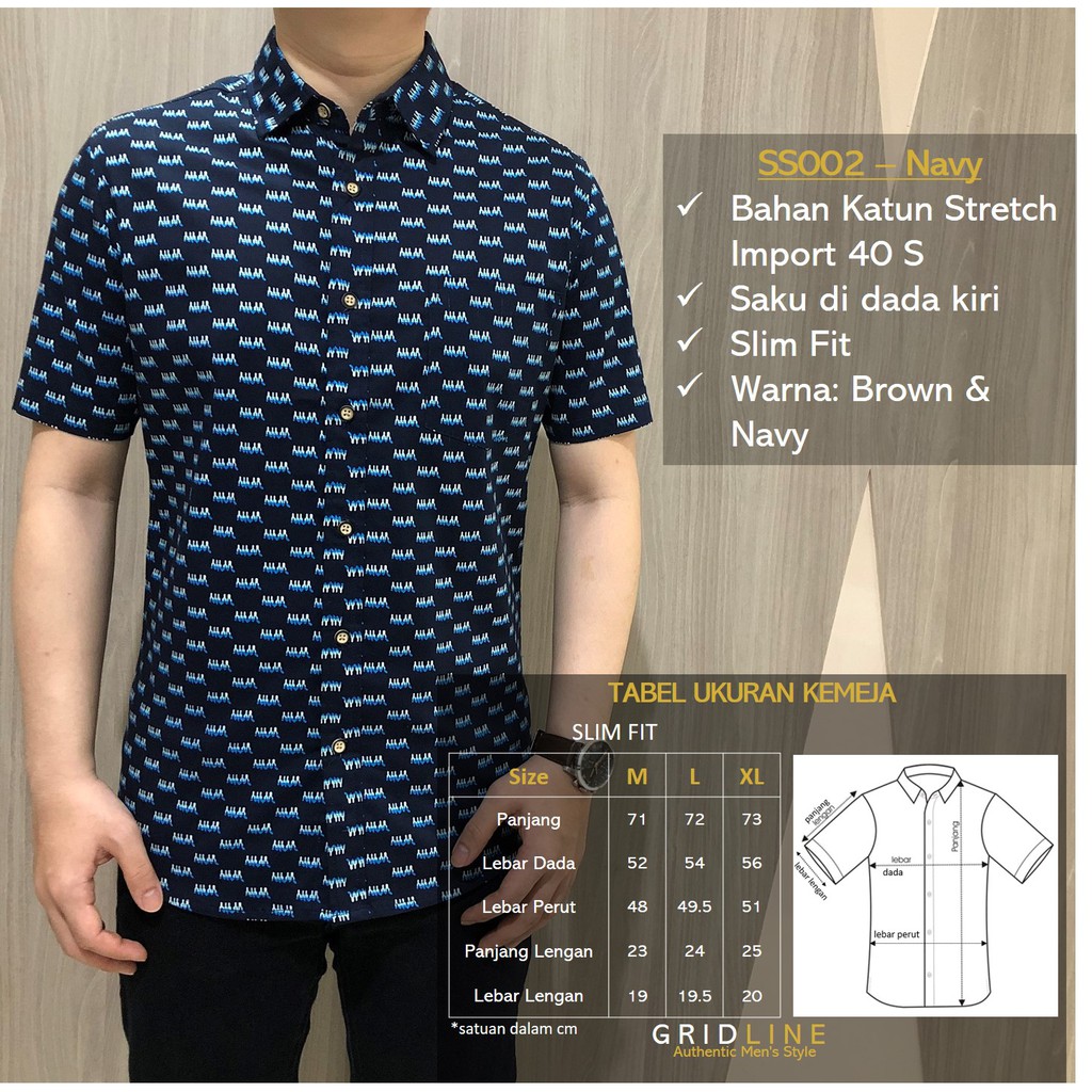 [GRIDLINE - SS001 SS002 SS003 SS004 SS005 SS006 Stretch Series] Kemeja Pria Katun Stretch Import M-XXL