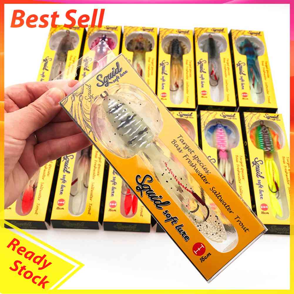 UV Luminous Bionic Squid Fishing Lures 60g 15cm Fake Artificial Soft Bait