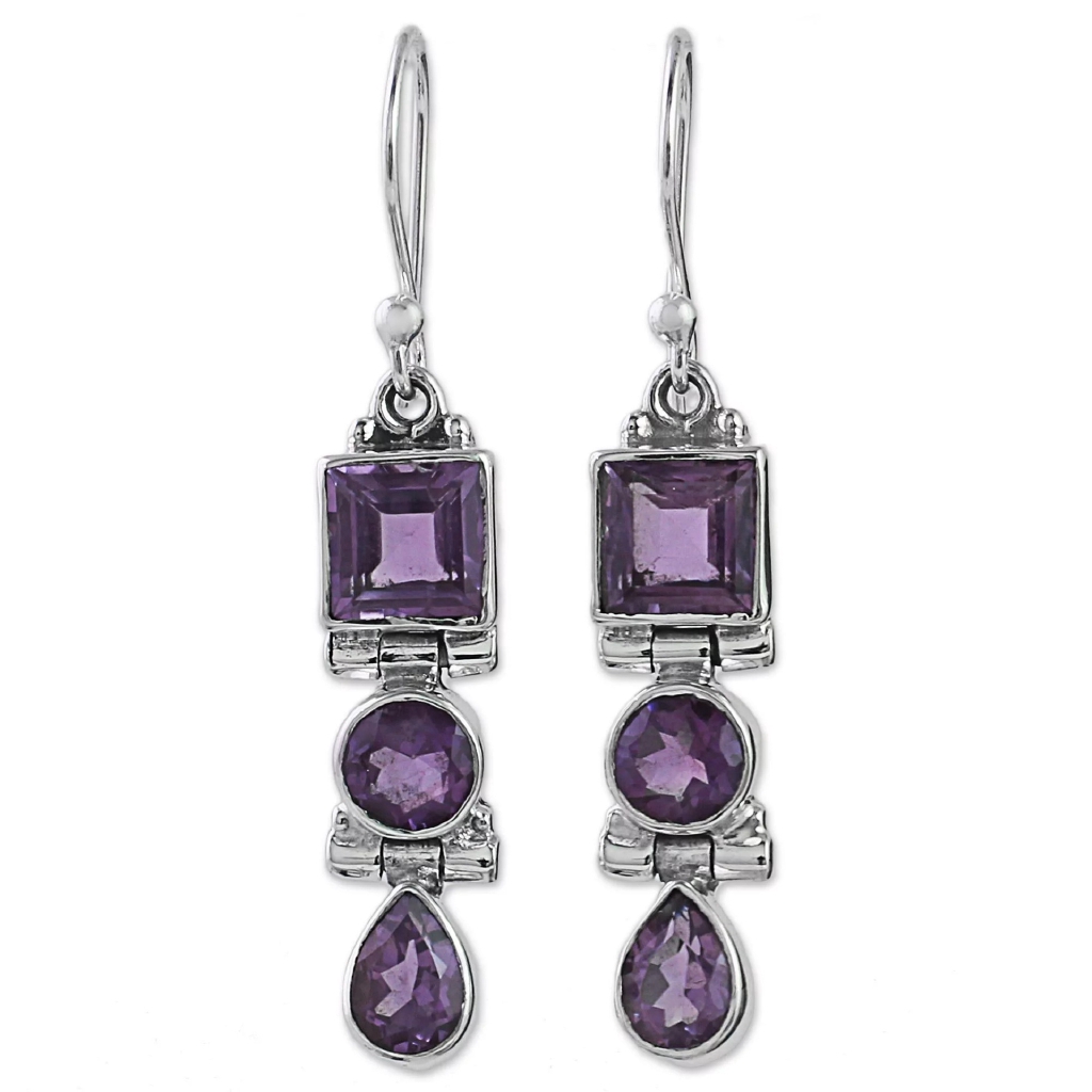 Anting Stud Amethyst Gaya Eropa Amerika Untuk Wanita