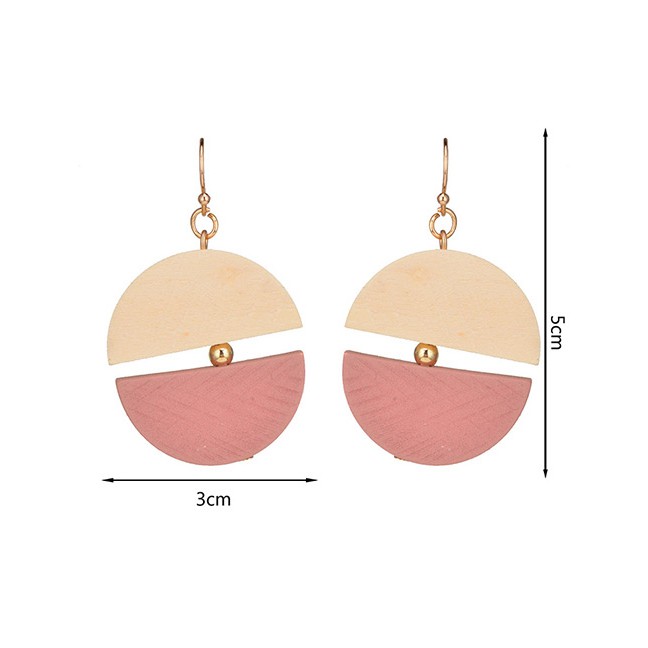 LRC Anting Gantung Fashion Semicircle Shape Decorated Earrings