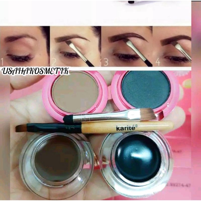 PROMO EYEBROW &amp; GEL EYELINER KARITE 2 IN1 [ BLACK+BROWN ] NO.89175 ROSE SERUM