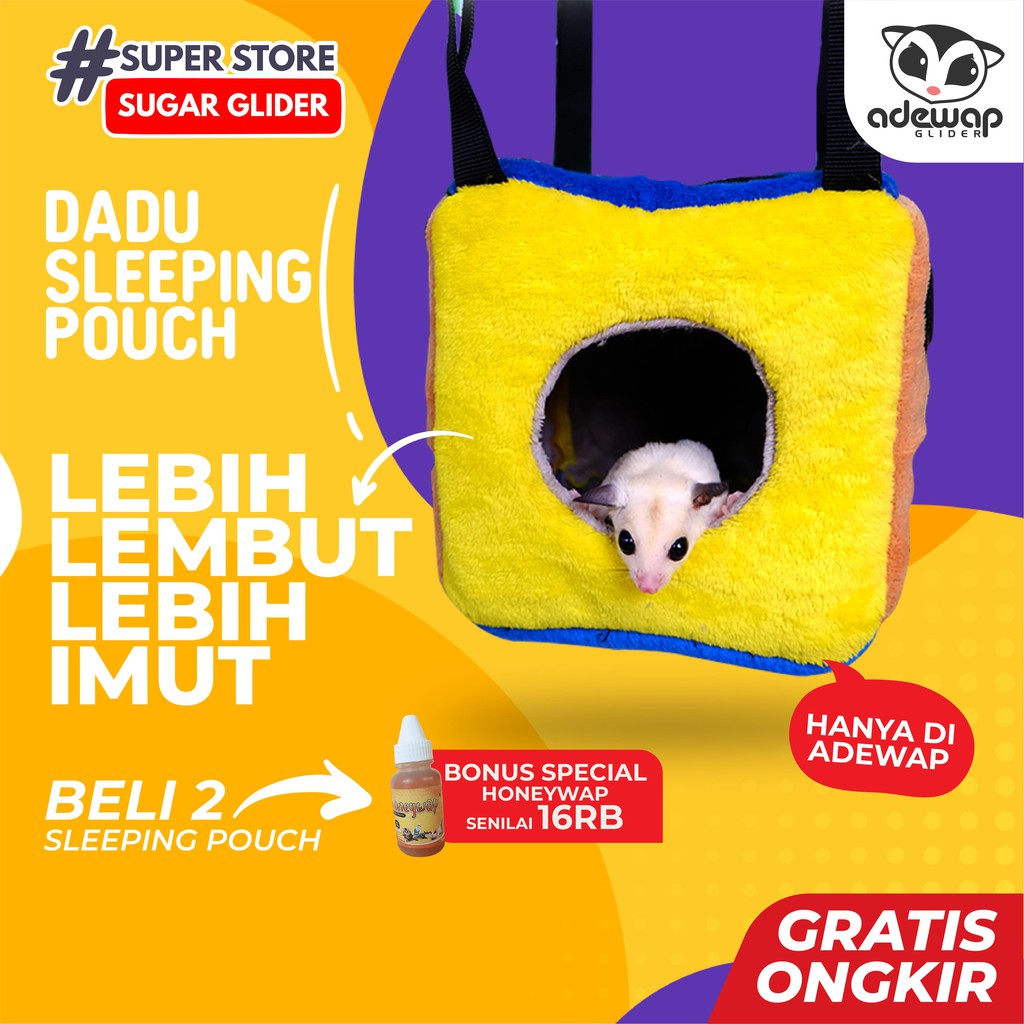 ADEWAP GLIDER Sleeping Pouch Kotak Dadu Sugar Glider Tempat Tidur Hewan Peliharaan Ukuran Medium