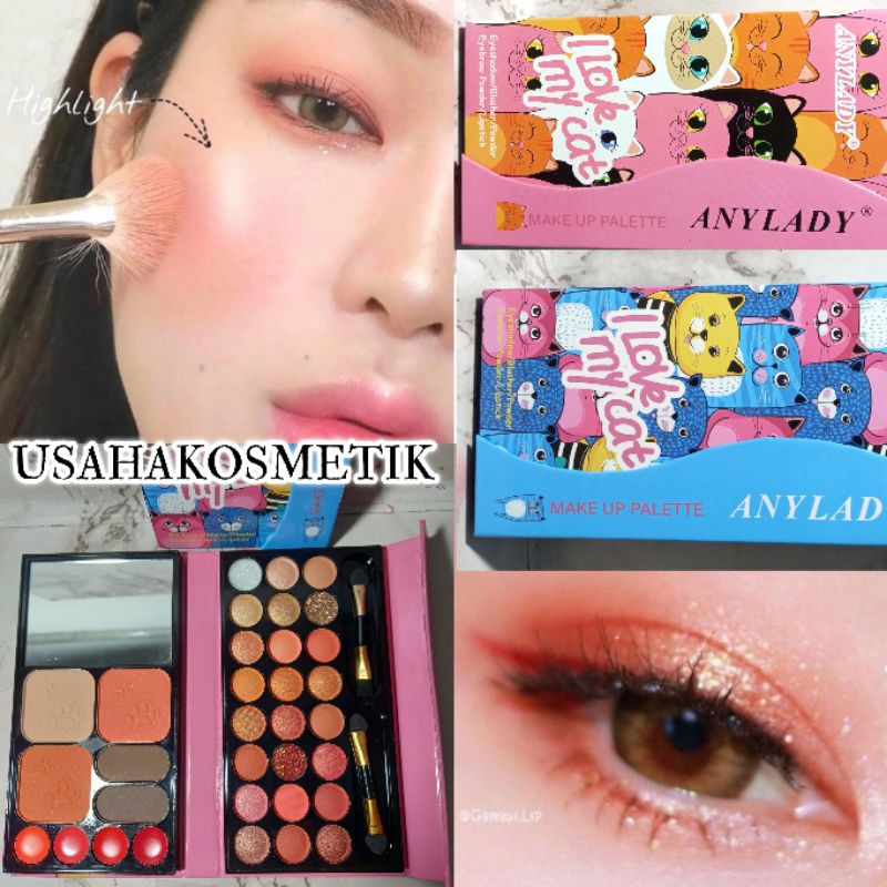 PROMO EYESHADOW ANYLADY MAKEUP PALLETE 9 WARNA | I LOVE MY CAT NO.750 | NO.8636K/8636E/8603D