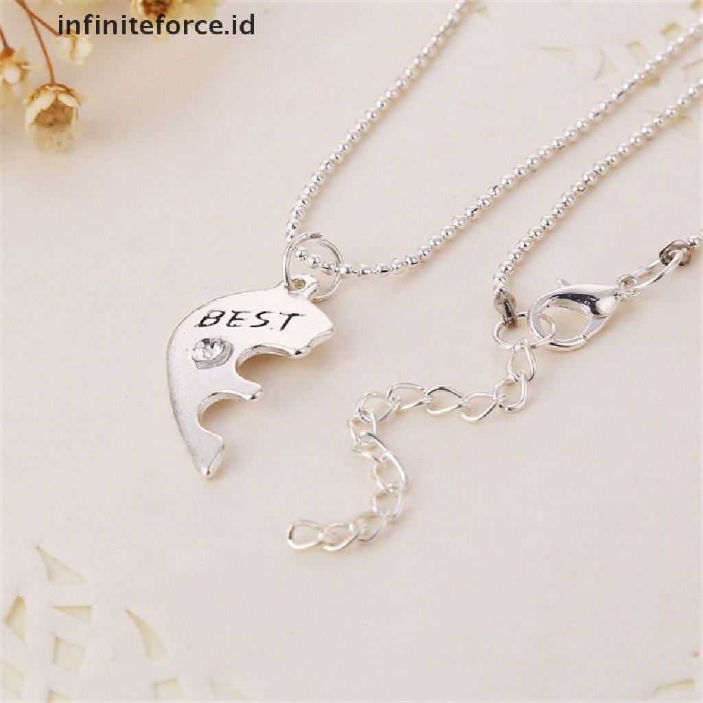 Kalung Persahabatan Dengan Liontin Bentuk Hati Motif Tulisan Best Friends