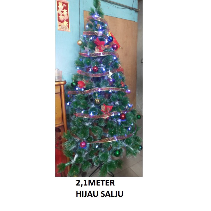 2,1mtr Pohon Natal Hijau SALJU putih 2,1 METER 210 CM 7 FEET 7S 7aa 7c 6aa 6s 6c 5aa 5s 5c murah m f tinggi besar terang 1meter 2meter 6feet 7feet 6f 7f P210 S210