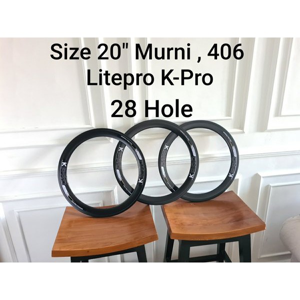Rims Velg Sepeda Lipat Litepro size 20 inch murni 406 . Lubang 28 h . not edge ion eclipse luce deca