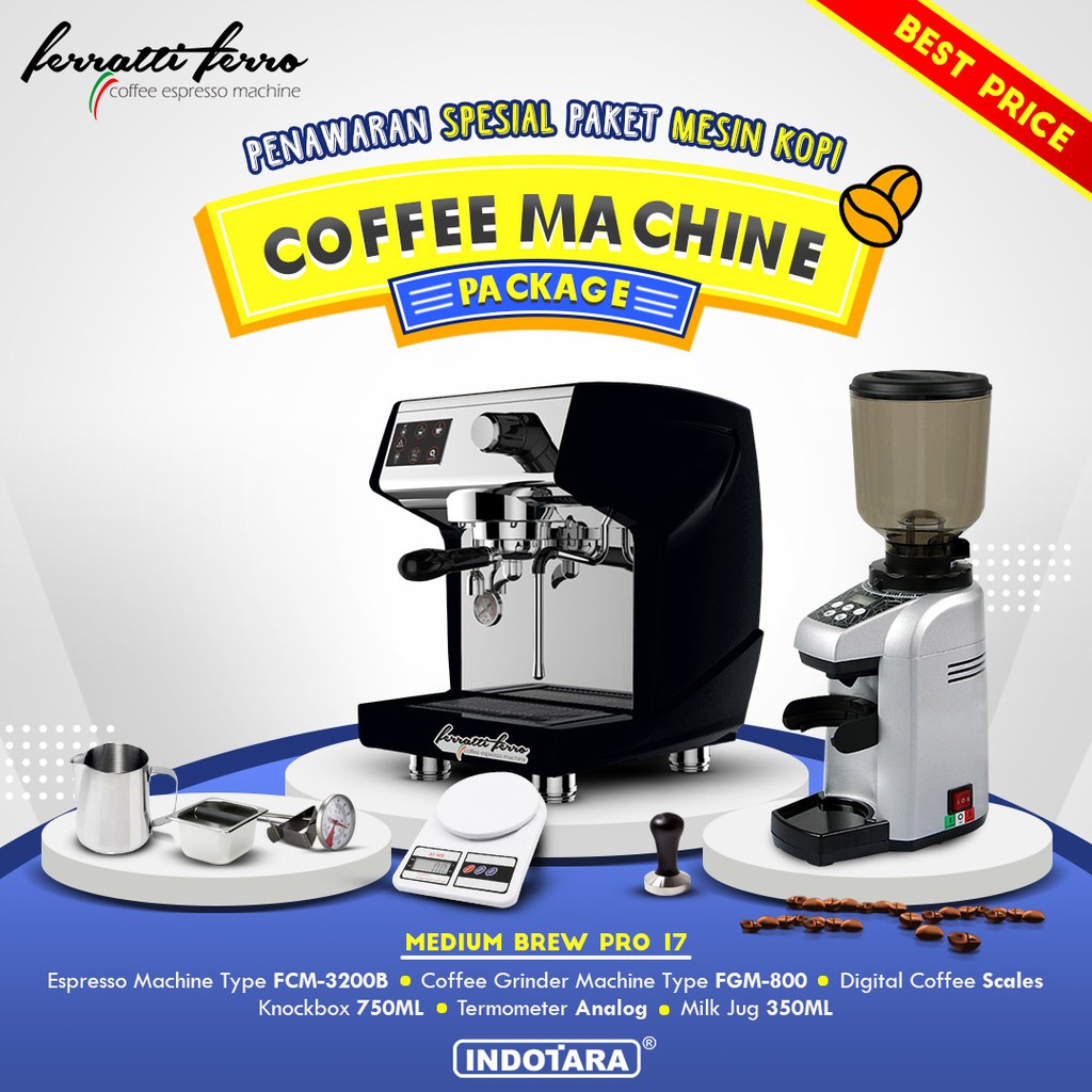 Paket mesin kopi Espresso Medium Brew Pro 16 - 17 - 18