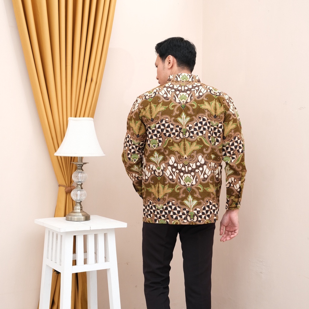 Baju Batik Pria Lengan Panjang/Kemeja Batik Solo Premium Slimfit Modern terbaru