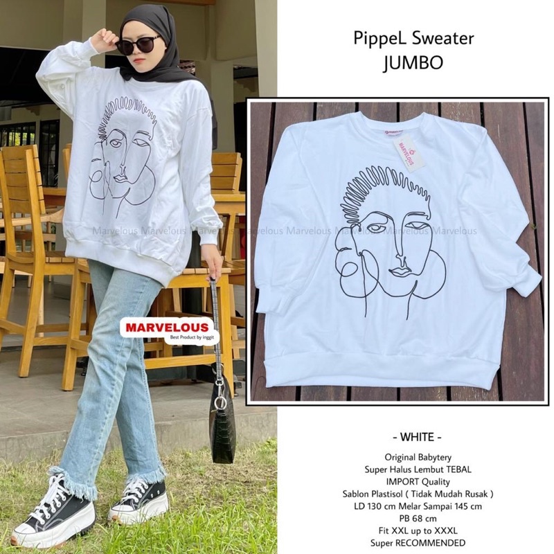 Atasan Wanita Marvelous Pippel Sweater Jumbo Sketsa Series
