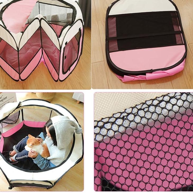 Garansi Belanja Kandang Lipat Tenda Hewan Portable Pet Cage Folding Pet Tent Octagonal