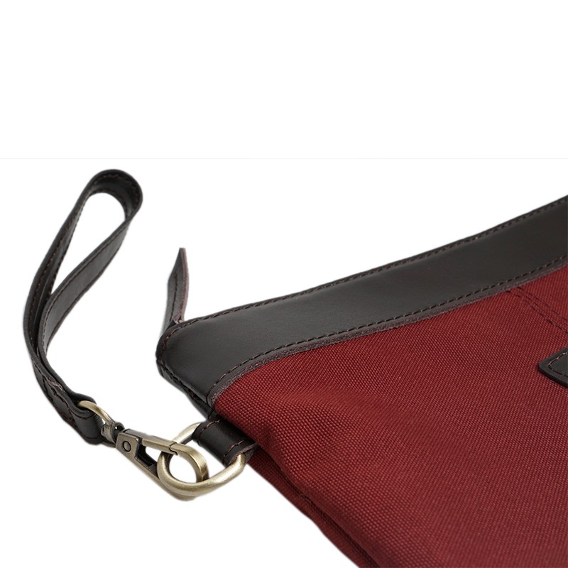 Tas Tangan Handbag Clutch Eastmovin Oliver Pouch Cewek Cowok Merah Maroon Kanvas TEBAL Kulit Asli