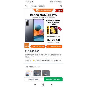 XIAOMI REDMI NOTE 10 PRO 8/128 6/128 GB ORIGINAL GARANSI RESMI-7