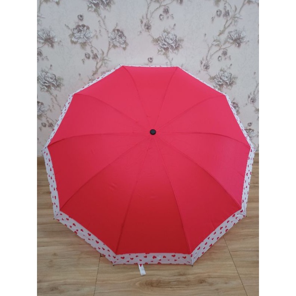 FELWINSHOP Payung Lipat 3 Jumbo 10 Jari Motif List Polkadot Sakura