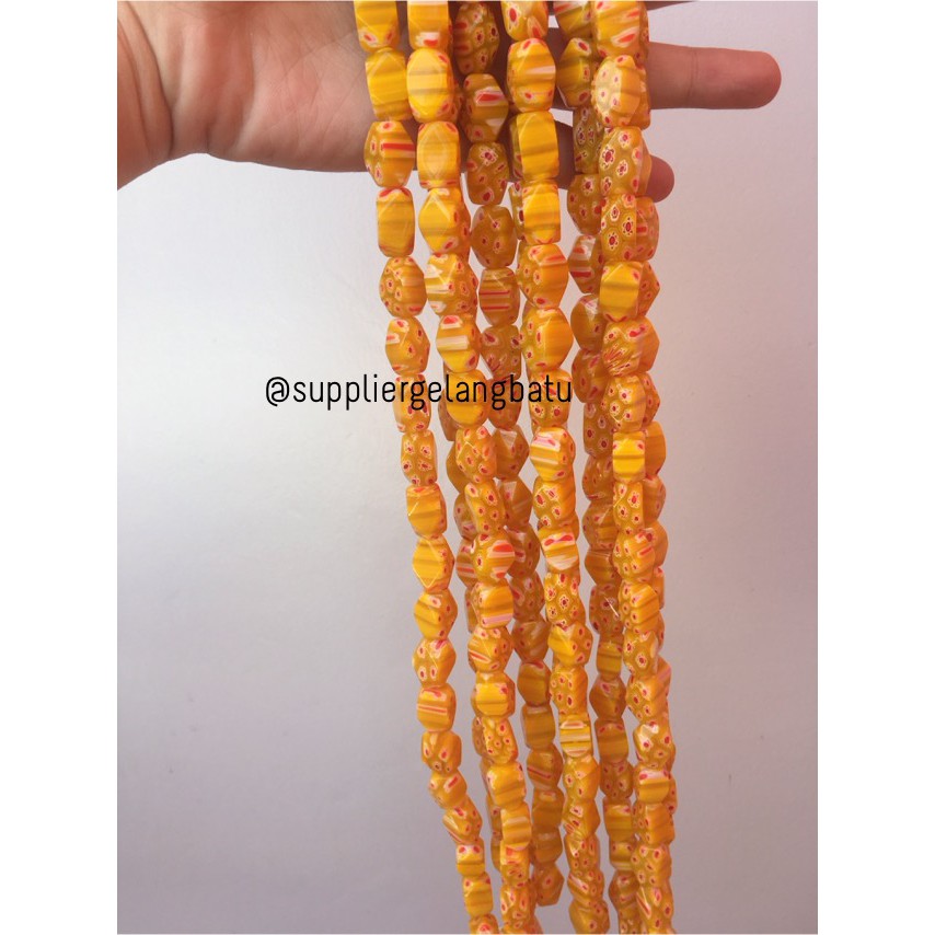 Batu Italy motif kuning Italian Semi Stone Beads Yellow 16 x 10mm lux aksesoris bahan gelang kalung