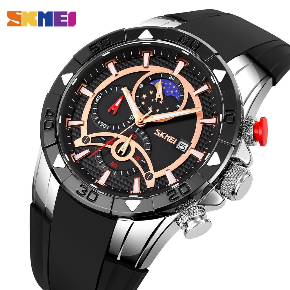 SKMEI 9270 Jam Tangan Pria Analog Chronograph Tali Silicone WATCHKITE WKOS