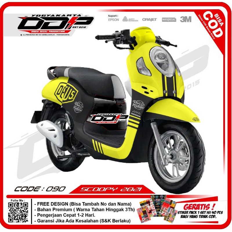 decal stiker scoopy full body dekal STICKER striping honda scopy karbu 2021 TERBARU LOGO DEUS RACING