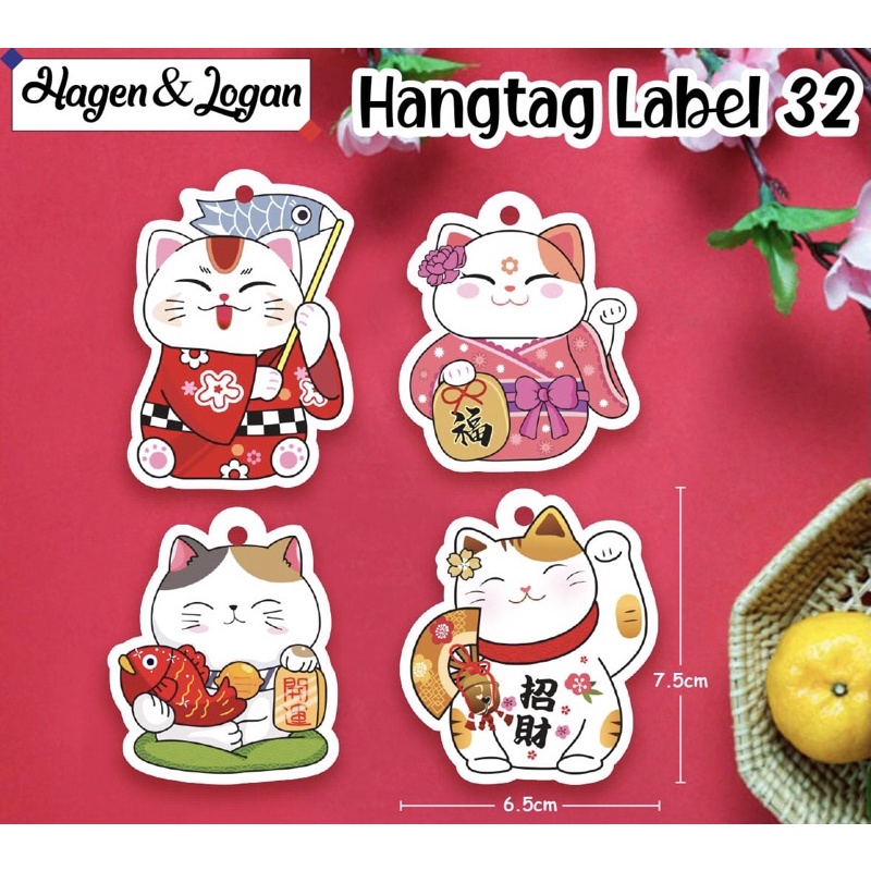 

hangtag label imlek lucky cat cny