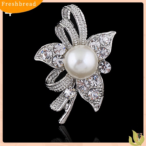 [ TERLARIS]New Bridal Bouquet Rhinestone Crystal Brooch Pin Silver Pearl Brooches Flower