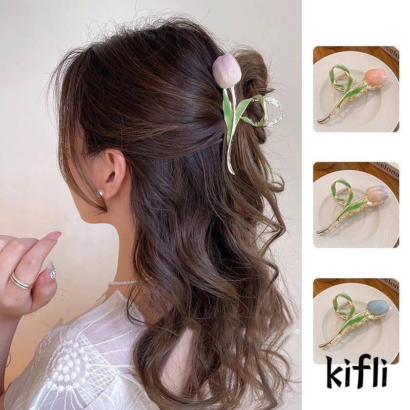 Jepit Rambut,Bentuk Bunga Tulip,Bahan Metal,Untuk Wanita