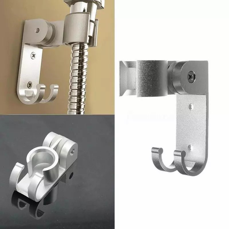 holder hook dudukan braket gantungan kepala head shower bracket penyangga cantolan selang shower kamar mandi bahan alumunium