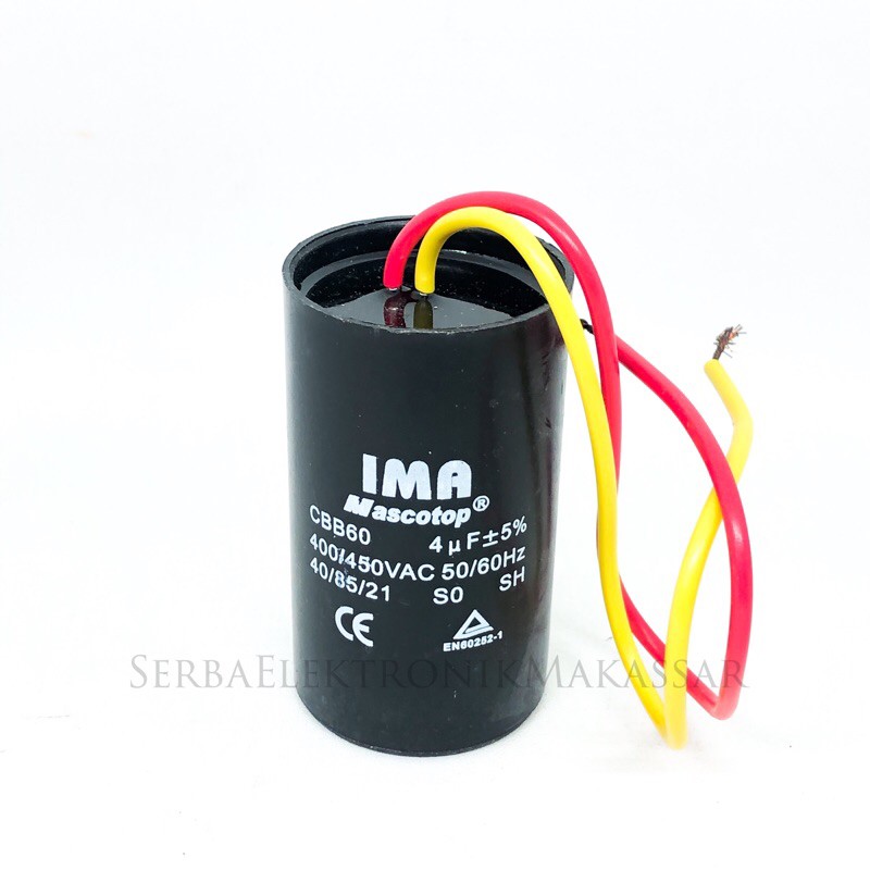 Kapasitor 4uf 450V IMA Mascotop Bulat Kabel