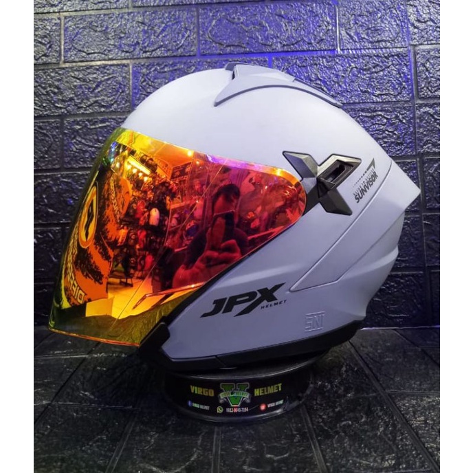 JPX NOVA X NEW SOLID DARK GREY DOFF PAKET VISOR IRIDIUM SNI DOT