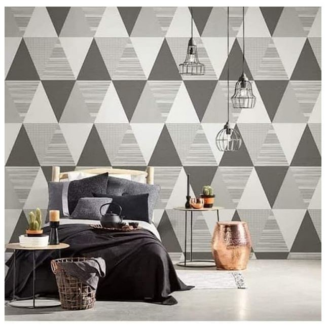 Wallpaper Sticker Motif Anak M049LS - Wallpaper Dinding Motif Segitiga hitam