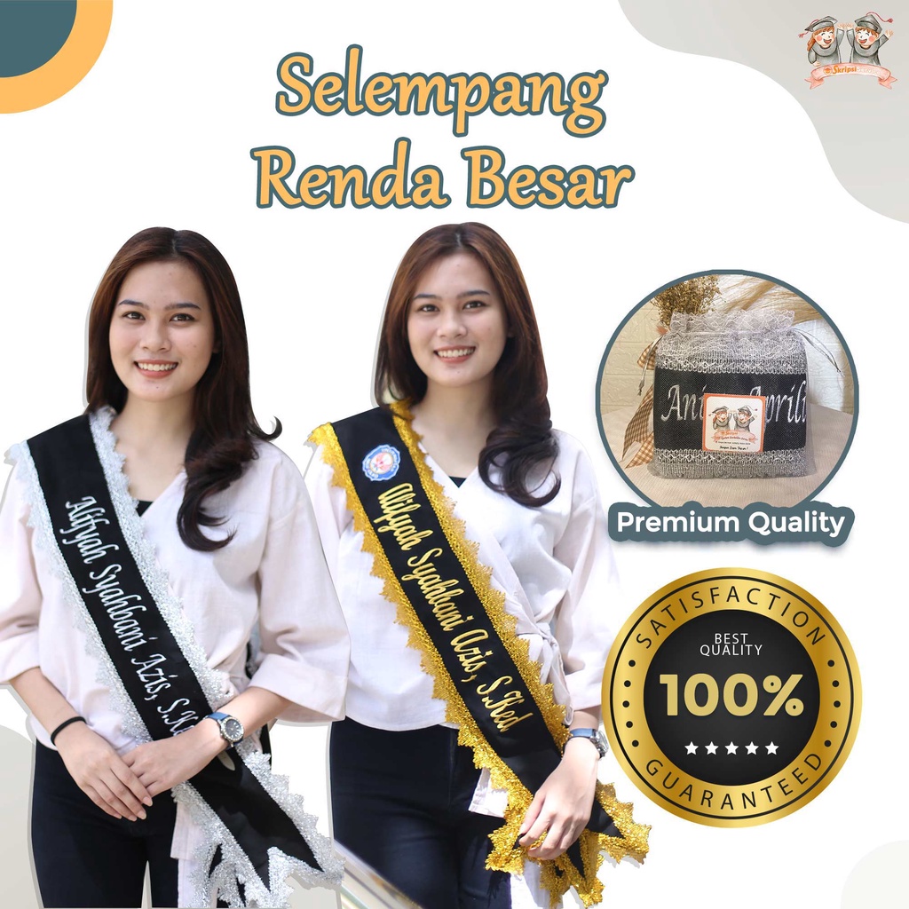 Custom Salempang Wisuda Renda, Selempang Beludru Renda, Salempang Renda, Selempang Wisuda Beludru Re