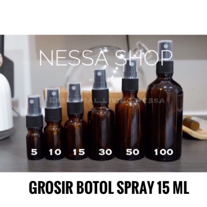 GROSIR! Botol Spray Kaca 15 ml amber
