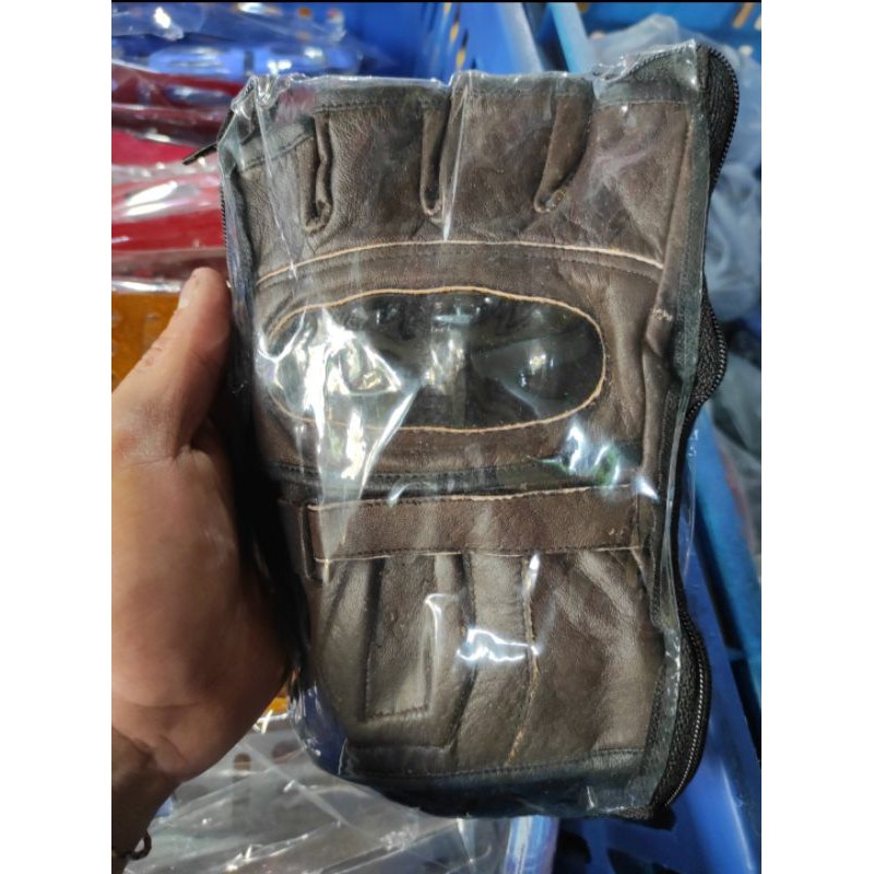 Sarung Tangan Kulit Batok Motor Kulit Domba Asli Glove Half Protector / SARUNG TANGAN MOTOR