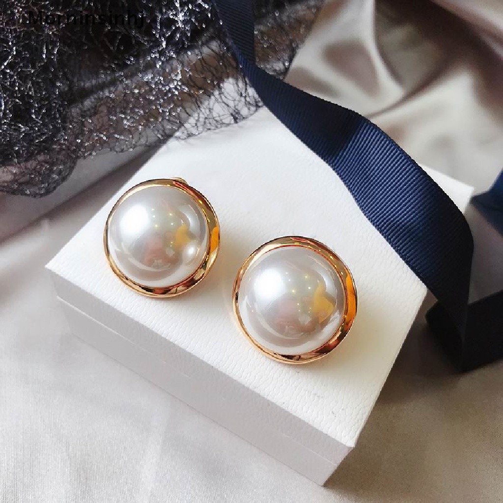 Anting Stud Mutiara Simulasi Bentuk Bulat Besar Gaya Korea Klasik Elegan Untuk Wanita 2021