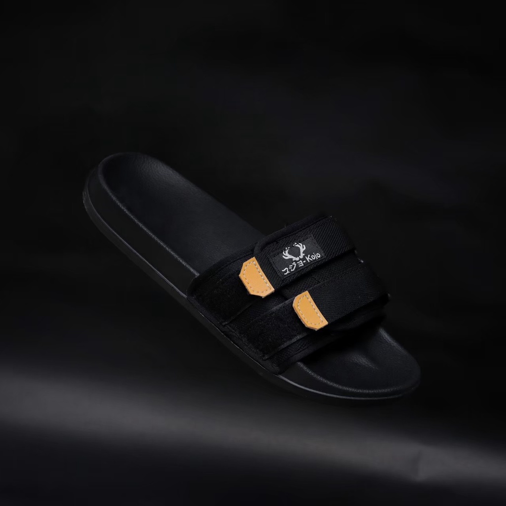 Pandemic Black Yellow - Sandal Slide Pria Casual Sendal Slop Ringan Anti Slip Original Sandals