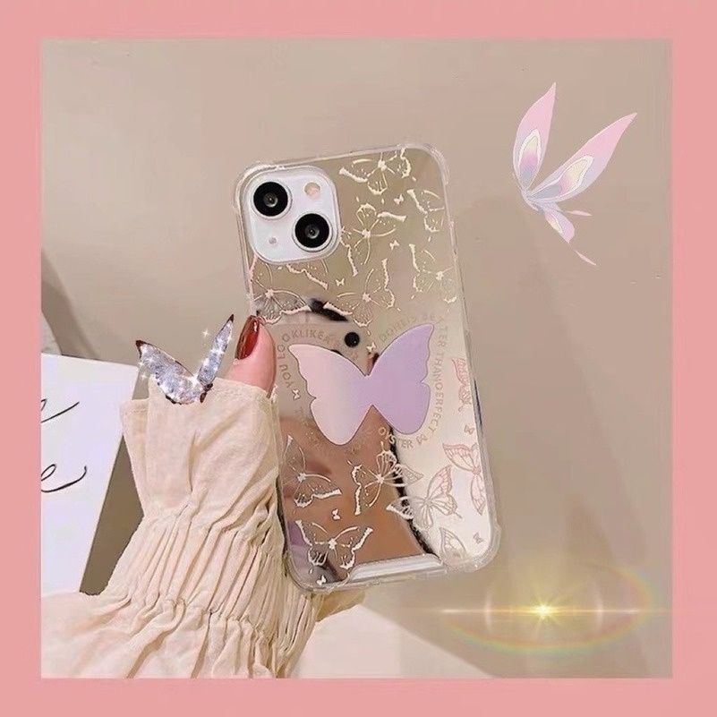 Soft Case Silikon TPU Motif Kupu-Kupu Untuk iPhone 13 12 11 Pro Max X XR Xs Max 8 7 Plus SE 2020