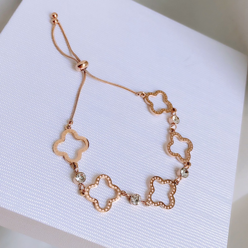 Gelang Tangan Wanita Lv Rosegold Bahan Titanium Serut Import Anti Karat&Luntur