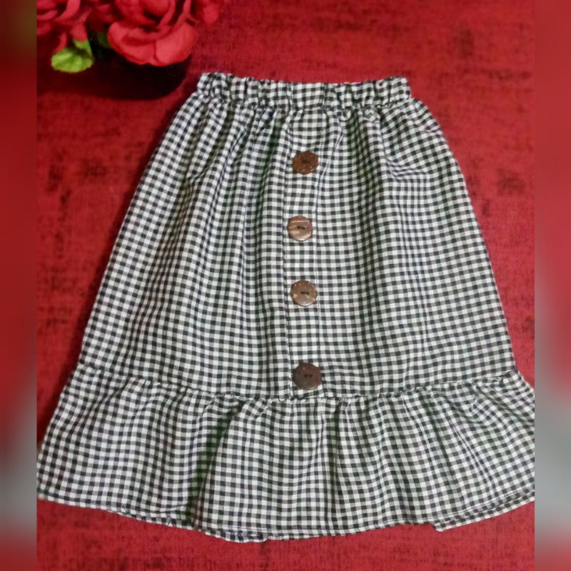 Rok rempel bawah anak motif kotak-kotak 2-10 tahun