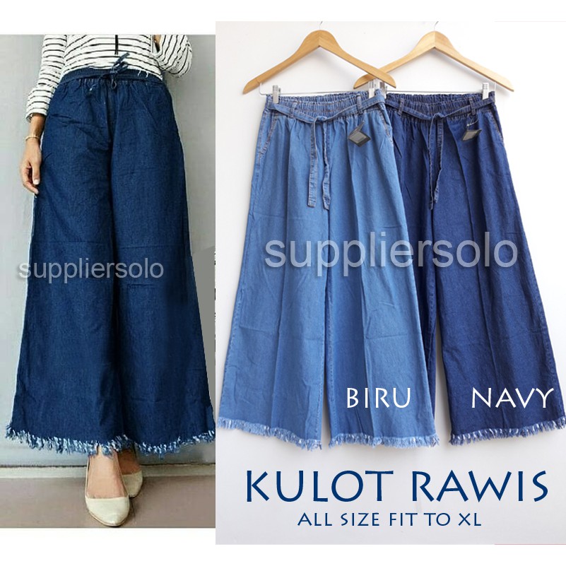  CELANA  KULOT  RAWIS  JEANS  XL JUMBO XXXL NAVY BIRU 