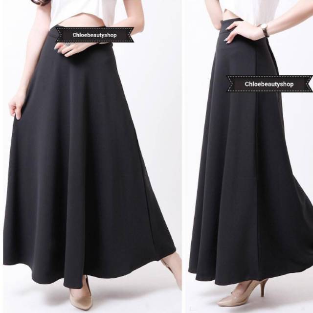 Rok panjang rok maxi maxi flare skirt wedges rok hijabers