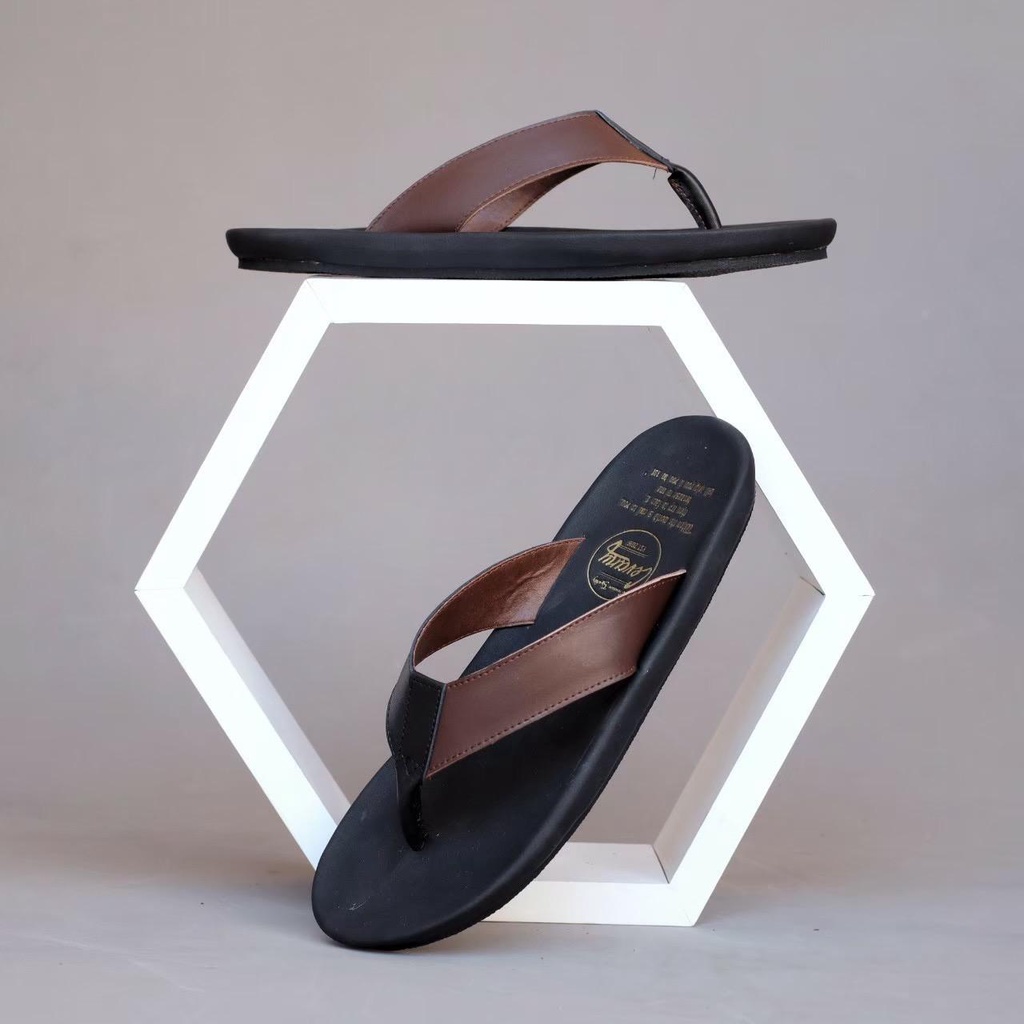 Sandal Jepit Pria Kulit Asli Original Sandal Cowok Keren Trendy Terkeren Kekinian